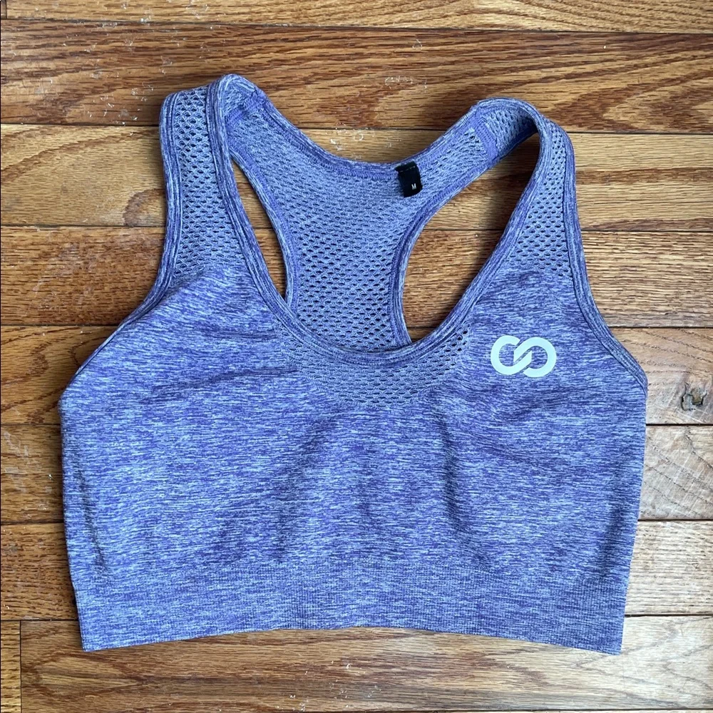 Seamless Heathered Purple Sports Bra - Picture 5 of 5